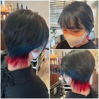 Blue&Redのインナーカラーウルフヘア